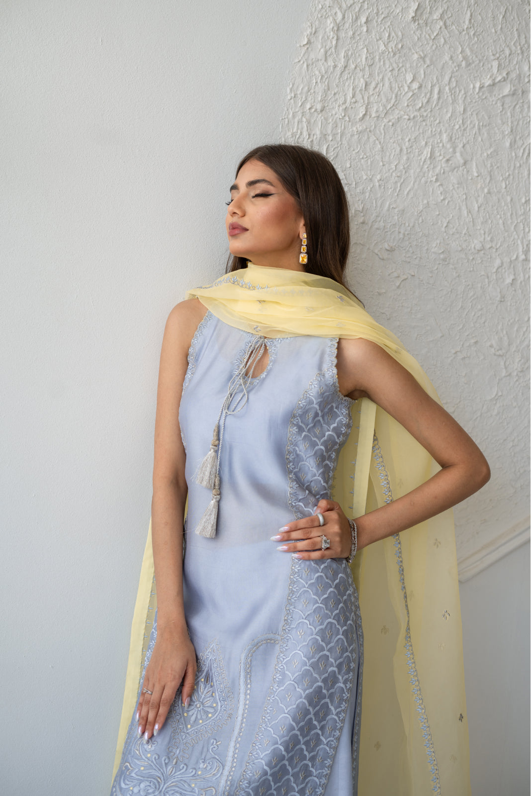 Romani Lilac sheesha silk Shirt and Azaar with Dupatta